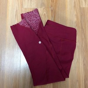 Lululemon maroon 12 tight stuff tight leggings